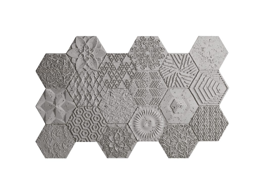 PanelPiedra cementos PR-960 hexagonal grijs